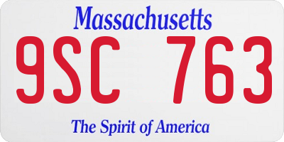 MA license plate 9SC763