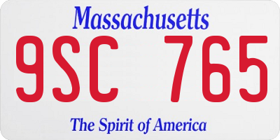 MA license plate 9SC765