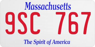 MA license plate 9SC767