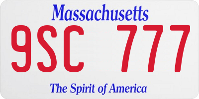 MA license plate 9SC777