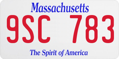 MA license plate 9SC783
