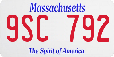 MA license plate 9SC792