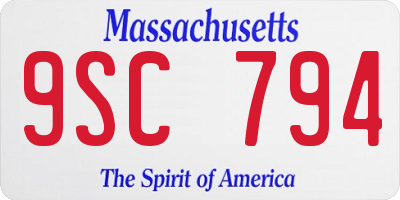 MA license plate 9SC794