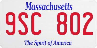 MA license plate 9SC802