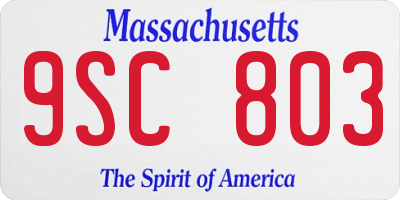 MA license plate 9SC803