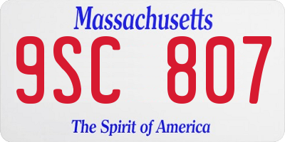MA license plate 9SC807