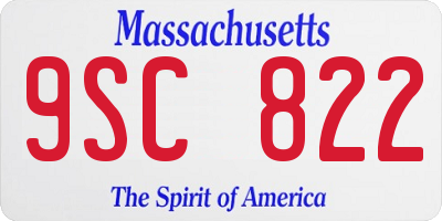 MA license plate 9SC822