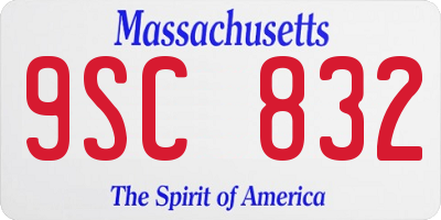 MA license plate 9SC832