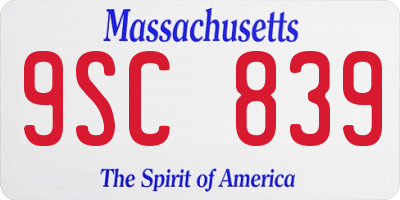 MA license plate 9SC839