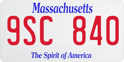 MA license plate 9SC840