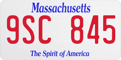 MA license plate 9SC845