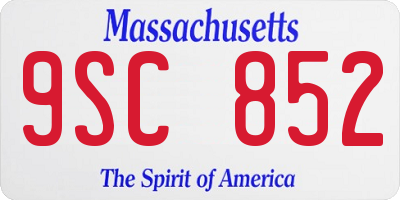 MA license plate 9SC852