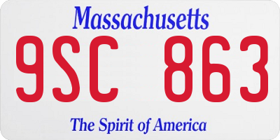 MA license plate 9SC863