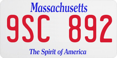 MA license plate 9SC892