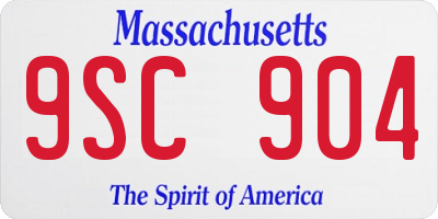 MA license plate 9SC904