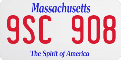 MA license plate 9SC908