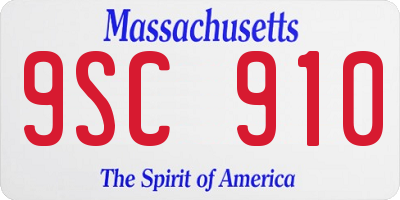 MA license plate 9SC910