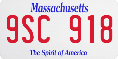 MA license plate 9SC918