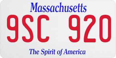 MA license plate 9SC920