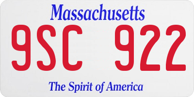MA license plate 9SC922
