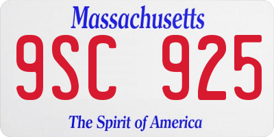 MA license plate 9SC925
