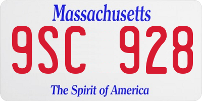 MA license plate 9SC928