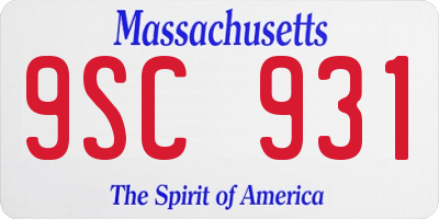 MA license plate 9SC931