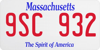 MA license plate 9SC932