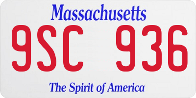 MA license plate 9SC936
