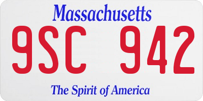 MA license plate 9SC942