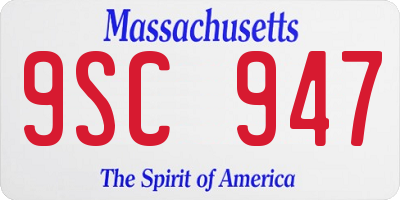 MA license plate 9SC947