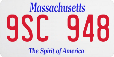 MA license plate 9SC948