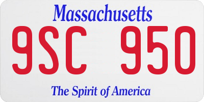 MA license plate 9SC950