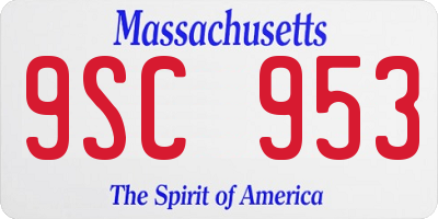 MA license plate 9SC953