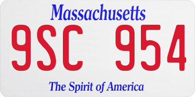 MA license plate 9SC954
