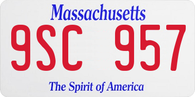MA license plate 9SC957