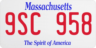 MA license plate 9SC958