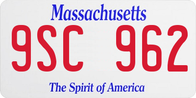 MA license plate 9SC962
