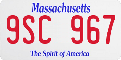 MA license plate 9SC967