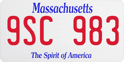 MA license plate 9SC983