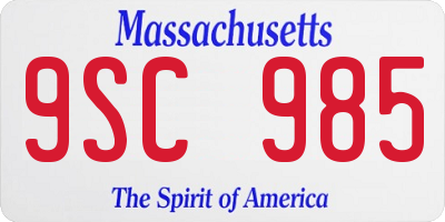 MA license plate 9SC985