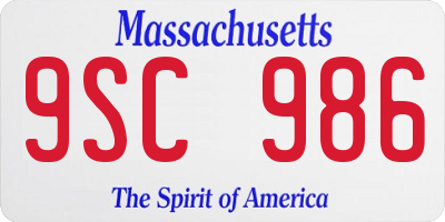 MA license plate 9SC986