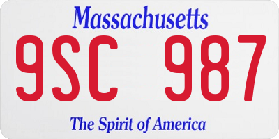 MA license plate 9SC987