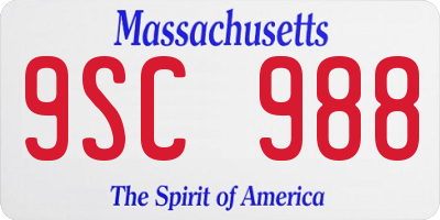 MA license plate 9SC988