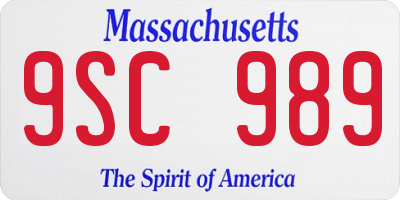 MA license plate 9SC989