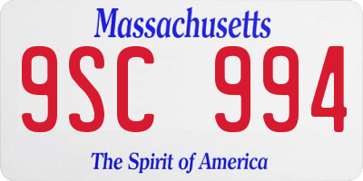 MA license plate 9SC994