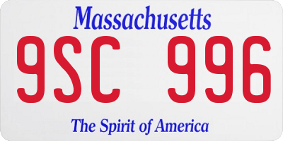 MA license plate 9SC996