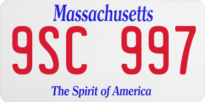 MA license plate 9SC997