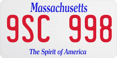 MA license plate 9SC998
