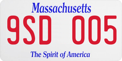 MA license plate 9SD005